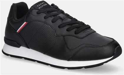 ΔΕΡΜΑΤΙΝΑ ΑΘΛΗΤΙΚΑ ΠΑΠΟΥΤΣΙΑ RUNNER ICON LEATHER ΧΡΩΜΑ: ΜΑΥΡΟ, FM0FM05740 TOMMY HILFIGER