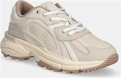 ΔΕΡΜΑΤΙΝΑ ΑΘΛΗΤΙΚΑ ΠΑΠΟΥΤΣΙΑ SPORTY PREMIUM RUNNER ΧΡΩΜΑ: ΜΠΕΖ, FW0FW08841 TOMMY HILFIGER