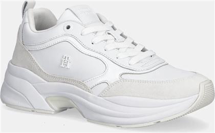 ΔΕΡΜΑΤΙΝΑ ΑΘΛΗΤΙΚΑ ΠΑΠΟΥΤΣΙΑ TH CHUNKY RUNNER PATENT ΧΡΩΜΑ: ΑΣΠΡΟ, FW0FW08840 TOMMY HILFIGER
