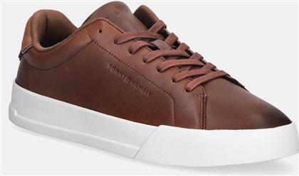 ΔΕΡΜΑΤΙΝΑ ΑΘΛΗΤΙΚΑ ΠΑΠΟΥΤΣΙΑ TH COURT CORE COGNAC ΧΡΩΜΑ: ΚΑΦΕ, FM0FM05729 TOMMY HILFIGER