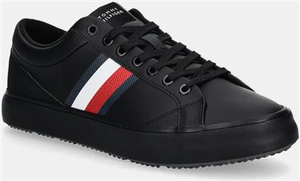 ΔΕΡΜΑΤΙΝΑ ΑΘΛΗΤΙΚΑ ΠΑΠΟΥΤΣΙΑ TH HI VULC CORE CLEAT STRIPES ΧΡΩΜΑ: ΜΑΥΡΟ, FM0FM05199 TOMMY HILFIGER