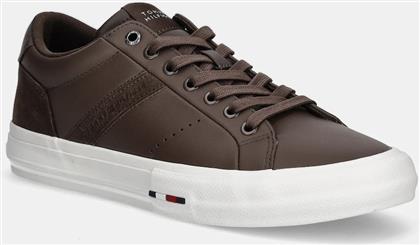 ΔΕΡΜΑΤΙΝΑ ΑΘΛΗΤΙΚΑ ΠΑΠΟΥΤΣΙΑ TH HI VULC LTH STREET ΧΡΩΜΑ: ΚΑΦΕ, FM0FM05626 TOMMY HILFIGER