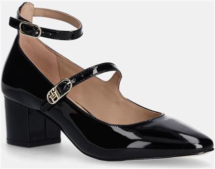 ΔΕΡΜΑΤΙΝΑ ΓΟΒΑΚΙΑ PUMP DOUBLE STRAP PATENT LEATHER ΧΡΩΜΑ: ΜΑΥΡΟ, FW0FW08566 TOMMY HILFIGER