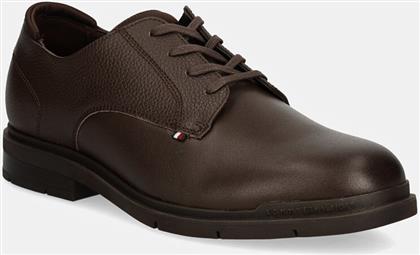 ΔΕΡΜΑΤΙΝΑ ΚΛΕΙΣΤΑ ΠΑΠΟΥΤΣΙΑ FLEXIBLE HILFIGER MIX LTH SHOE ΧΡΩΜΑ: ΚΑΦΕ, FM0FM05164 TOMMY HILFIGER
