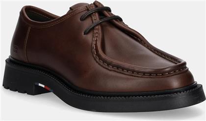 ΔΕΡΜΑΤΙΝΑ ΚΛΕΙΣΤΑ ΠΑΠΟΥΤΣΙΑ HILFIGER COMFORT LWT LTH MOC TOE ΑΝΔΡΙΚΑ, ΧΡΩΜΑ: ΚΑΦΕ, FM0FM05588 TOMMY HILFIGER