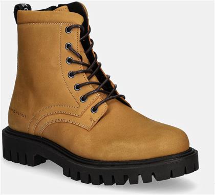 ΔΕΡΜΑΤΙΝΑ ΠΑΠΟΥΤΣΙΑ CASUAL HILFIGER CHUNK Z NBK BOOT ΧΡΩΜΑ: ΚΑΦΕ, FM0FM05149 TOMMY HILFIGER