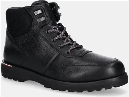 ΔΕΡΜΑΤΙΝΑ ΠΑΠΟΥΤΣΙΑ CORPORATE WARM OUTDOOR LTH BOOT ΧΡΩΜΑ: ΜΑΥΡΟ, FM0FM05148 TOMMY HILFIGER