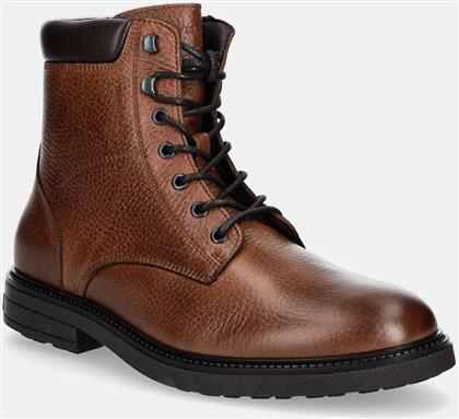 ΔΕΡΜΑΤΙΝΑ ΠΑΠΟΥΤΣΙΑ HILFIGER OUTDOOR WARM LTH BOOT ΧΡΩΜΑ: ΚΑΦΕ, FM0FM05192 TOMMY HILFIGER