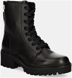 ΔΕΡΜΑΤΙΝΑ WORKERS CHIC MID HEEL LEATHER LACE-UP TOMMY HILFIGER