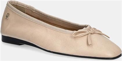 ΔΕΡΜΑΤΙΝΕΣ ΜΠΑΛΑΡΙΝΕΣ BALLERINA SOFT LEATHER ΧΡΩΜΑ: ΜΠΕΖ, FW0FW08355 TOMMY HILFIGER