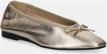 ΔΕΡΜΑΤΙΝΕΣ ΜΠΑΛΑΡΙΝΕΣ BALLERINA SOFT LEATHER METALLIC ΧΡΩΜΑ: ΧΡΥΣΑΦΙ, FW0FW08452 TOMMY HILFIGER