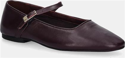 ΔΕΡΜΑΤΙΝΕΣ ΜΠΑΛΑΡΙΝΕΣ SMOOTH LEATHER MARYJANE ΧΡΩΜΑ: ΜΠΟΡΝΤΟ, FW0FW09152 TOMMY HILFIGER