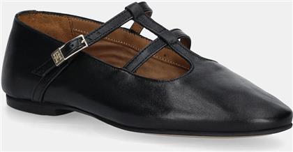 ΔΕΡΜΑΤΙΝΕΣ ΜΠΑΛΑΡΙΝΕΣ SMOOTH LEATHER T-BAR BALLERINA ΧΡΩΜΑ: ΜΑΥΡΟ, FW0FW09153 TOMMY HILFIGER