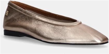 ΔΕΡΜΑΤΙΝΕΣ ΜΠΑΛΑΡΙΝΕΣ SOFT METAL LTHR BALLERINA NO BOW ΧΡΩΜΑ: ΧΡΥΣΑΦΙ, FW0FW08601 TOMMY HILFIGER