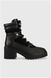 ΔΕΡΜΑΤΙΝΕΣ ΜΠΟΤΕΣ HEEL LACED OUTDOOR BOOT ΓΥΝΑΙΚΕΙΕΣ, ΧΡΩΜΑ: ΜΑΥΡΟ TOMMY HILFIGER