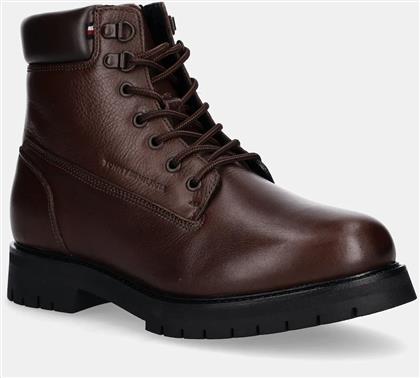 ΔΕΡΜΑΤΙΝΕΣ ΜΠΟΤΕΣ ΠΕΖΟΠΟΡΙΑΣ FLEX TH OUTDOOR RS LTH BOOT ΧΡΩΜΑ: ΚΑΦΕ, FM0FM05600 TOMMY HILFIGER