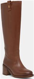 ΔΕΡΜΑΤΙΝΕΣ ΜΠΟΤΕΣ RIDING LTHR LONG BOOT BLOCK HEEL ΓΥΝΑΙΚΕΙΕΣ, ΧΡΩΜΑ: ΚΑΦΕ, FW0FW08777 TOMMY HILFIGER