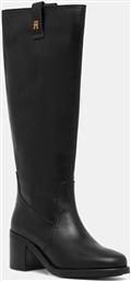 ΔΕΡΜΑΤΙΝΕΣ ΜΠΟΤΕΣ RIDING LTHR LONG BOOT BLOCK HEEL ΓΥΝΑΙΚΕΙΕΣ, ΧΡΩΜΑ: ΜΑΥΡΟ, FW0FW08777 TOMMY HILFIGER
