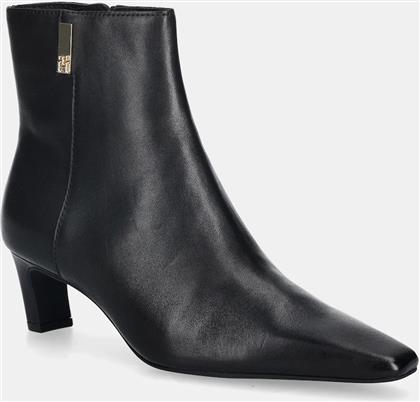 ΔΕΡΜΑΤΙΝΕΣ ΜΠΟΤΕΣ SQUARE TOE KITTEN BOOTIE ΓΥΝΑΙΚΕΙΕΣ, ΧΡΩΜΑ: ΜΑΥΡΟ, FW0FW08768 TOMMY HILFIGER
