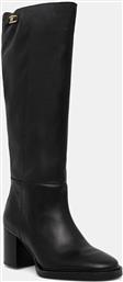 ΔΕΡΜΑΤΙΝΕΣ ΜΠΟΤΕΣ STACKED HEEL LEATHER LONG BOOT ΓΥΝΑΙΚΕΙΑ, ΧΡΩΜΑ: ΜΑΥΡΟ, FW0FW08865 TOMMY HILFIGER