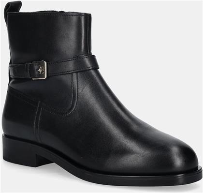 ΔΕΡΜΑΤΙΝΕΣ ΜΠΟΤΕΣ TH BUCKLE RIDING LEATHER BOOTIE ΓΥΝΑΙΚΕΙΕΣ, ΧΡΩΜΑ: ΜΑΥΡΟ, FW0FW08781 TOMMY HILFIGER
