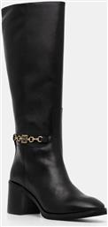 ΔΕΡΜΑΤΙΝΕΣ ΜΠΟΤΕΣ TH CHAIN LEATHER LONG BOOT ΓΥΝΑΙΚΕΙΕΣ, ΧΡΩΜΑ: ΜΑΥΡΟ, FW0FW08182 TOMMY HILFIGER