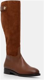 ΔΕΡΜΑΤΙΝΕΣ ΜΠΟΤΕΣ TH STUD LEATHER MIX LONG BOOT ΓΥΝΑΙΚΕΙΕΣ, ΧΡΩΜΑ: ΚΑΦΕ, FW0FW08341 TOMMY HILFIGER