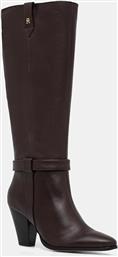 ΔΕΡΜΑΤΙΝΕΣ ΜΠΟΤΕΣ TH T-STRAP LTHR POINTY LONG BOOT ΓΥΝΑΙΚΕΙΑ, ΧΡΩΜΑ: ΚΑΦΕ, FW0FW08982 TOMMY HILFIGER