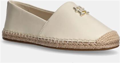 ΔΕΡΜΑΤΙΝΕΣ ΕΣΠΑΝΤΡΙΓΙΕΣ TH LOGO LEATHER ESPADRILLE ΧΡΩΜΑ: ΜΠΕΖ, FW0FW08540 TOMMY HILFIGER