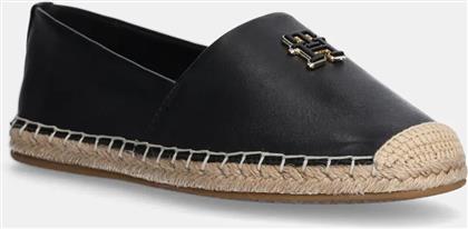 ΔΕΡΜΑΤΙΝΕΣ ΕΣΠΑΝΤΡΙΓΙΕΣ TH LOGO LEATHER ESPADRILLE ΧΡΩΜΑ: ΜΑΥΡΟ, FW0FW08540 TOMMY HILFIGER