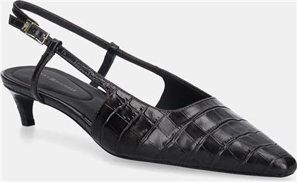 ΔΕΡΜΑΤΙΝΕΣ ΓΟΒΕΣ CROC SLINGBACK SLANTED HEEL ΧΡΩΜΑ: ΚΑΦΕ, FW0FW08990 TOMMY HILFIGER
