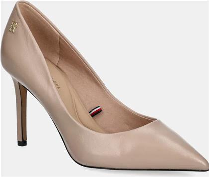 ΔΕΡΜΑΤΙΝΕΣ ΓΟΒΕΣ ESSENTIAL POINTED PUMP ΧΡΩΜΑ: ΜΠΕΖ, FW0FW07533 TOMMY HILFIGER