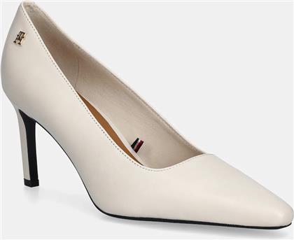 ΔΕΡΜΑΤΙΝΕΣ ΓΟΒΕΣ TH LOGO LTH PUMP SLANTED HL ΧΡΩΜΑ: ΜΠΕΖ, FW0FW09008 TOMMY HILFIGER