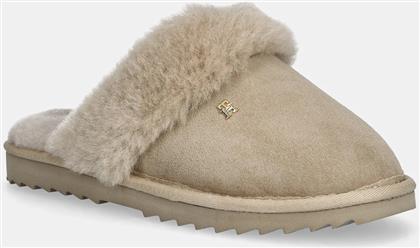 ΔΕΡΜΑΤΙΝΕΣ ΠΑΝΤΟΦΛΕΣ TH SHEARLING HOUSE SHOE ΧΡΩΜΑ: ΜΠΕΖ, FW0FW09063 TOMMY HILFIGER