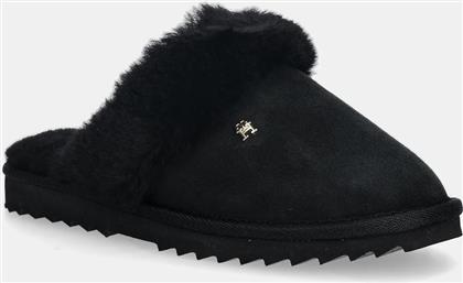 ΔΕΡΜΑΤΙΝΕΣ ΠΑΝΤΟΦΛΕΣ TH SHEARLING HOUSE SHOE ΧΡΩΜΑ: ΜΑΥΡΟ, FW0FW09063 TOMMY HILFIGER
