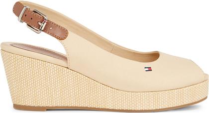 ΕΣΠΑΝΤΡΙΓΙΕΣ ICONIC ELBA SLING BACK WEDGE FW0FW04788 ΜΠΕΖ TOMMY HILFIGER