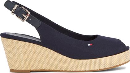 ΕΣΠΑΝΤΡΙΓΙΕΣ ICONIC ELBA SLING BACK WEDGE FW0FW04788 ΣΚΟΥΡΟ ΜΠΛΕ TOMMY HILFIGER