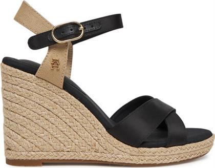 ΕΣΠΑΝΤΡΙΓΙΕΣ SATIN HIGH WEDGE ESPADRILLE FW0FW08602 ΜΑΥΡΟ TOMMY HILFIGER