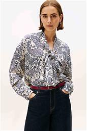 ΓΥΝΑΙΚΕΙΑ ΜΠΛΟΥΖΑ ΜΕ PAISLEY PATTERN ΚΑΙ ΔΕΣΙΜΟ ΣΤΗΝ ΛΑΙΜΟΚΟΨΗ OVERSIZED FIT - WW0WW46604 ΜΠΛΕ ΣΚΟΥΡΟ TOMMY HILFIGER