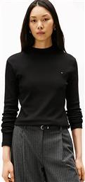 ΓΥΝΑΙΚΕΙΑ ΜΠΛΟΥΖΑ ΜΟΝΟΧΡΩΜΗ SLIM FIT - WW0WW47307 ΜΑΥΡΟ TOMMY HILFIGER