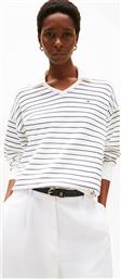 ΓΥΝΑΙΚΕΙΑ ΜΠΛΟΥΖΑ ΠΟΛΟ ΜΕ ΡΙΓΕ ΣΧΕΔΙΟ SLIM FIT - WW0WW45695 ΚΡΕΜ TOMMY HILFIGER
