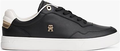 ΓΥΝΑΙΚΕΙΑ ΔΕΡΜΑΤΙΝΑ SNEAKERS ΜΕ ΛΟΓΟΤΥΠΟ - FW0FW08680 ΜΑΥΡΟ TOMMY HILFIGER