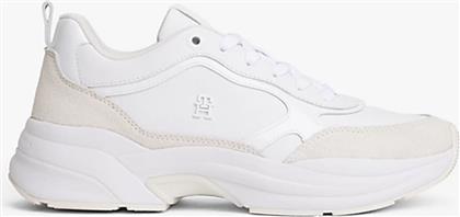 ΓΥΝΑΙΚΕΙΑ ΔΕΡΜΑΤΙΝΑ SNEAKERS ΜΕ ΛΟΓΟΤΥΠΟ - FW0FW08840 ΛΕΥΚΟ TOMMY HILFIGER
