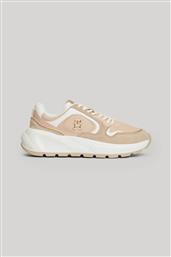 ΓΥΝΑΙΚΕΙΑ ΔΕΡΜΑΤΙΝΑ SNEAKERS ΜΕ ΜΕΤΑΛΛΙΚΟ MONOGRAM - FW0FW08129 ΜΠΕΖ TOMMY HILFIGER