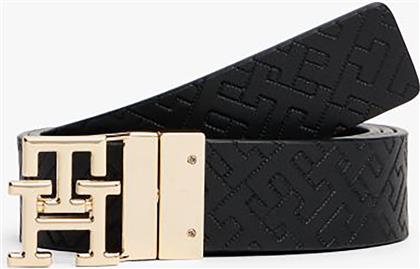 ΓΥΝΑΙΚΕΙΑ ΔΕΡΜΑΤΙΝΗ ΖΩΝΗ ΜΕ ΜΕΤΑΛΛΙΚΟ MONOGRAM ''THE MODERN 3.0'' - AW0AW18019 ΜΑΥΡΟ TOMMY HILFIGER