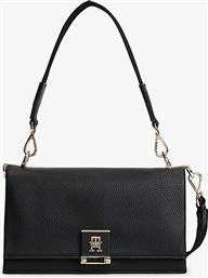 ΓΥΝΑΙΚΕΙΑ ΤΣΑΝΤΑ ΧΕΙΡΟΣ/CROSSBODY ΜΕ ΜΕΤΑΛΛΙΚΟ MONOGRAM - AW0AW17726 ΜΑΥΡΟ TOMMY HILFIGER