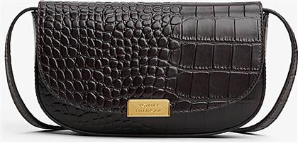 ΓΥΝΑΙΚΕΙΑ ΤΣΑΝΤΑ CROSSBODY ΜΕ ΜΕΤΑΛΛΙΚΟ ΛΟΓΟΤΥΠΟ ΚΑΙ ALL-OVER ΣΧΕΔΙΟ ΚΡΟΚΟ ''PARTY'' - AW0AW18203 ΚΑΦΕ TOMMY HILFIGER