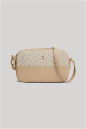 ΓΥΝΑΙΚΕΙΑ ΤΣΑΝΤΑ CROSSBODY ΜΕ MONOGRAM PRINT ΚΑΙ ΜΕΤΑΛΛΙΚΟ ΜΟΝΟΓΡΑΜΜΑ - AW0AW17073 ΜΠΕΖ TOMMY HILFIGER