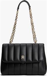 ΓΥΝΑΙΚΕΙΑ ΤΣΑΝΤΑ ΩΜΟΥ/CROSSBODY ΜΕ ΜΕΤΑΛΛΙΚΟ ΛΟΓΟΤΥΠΟ ''GRACE'' - AW0AW17669 ΜΑΥΡΟ TOMMY HILFIGER