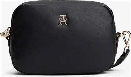 ΓΥΝΑΙΚΕΙΑ ΤΣΑΝΤΑ ΩΜΟΥ/CROSSBODY ΜΕ ΜΕΤΑΛΛΙΚΟ MONOGRAM ''POPETTE'' - AW0AW17702 ΜΑΥΡΟ TOMMY HILFIGER